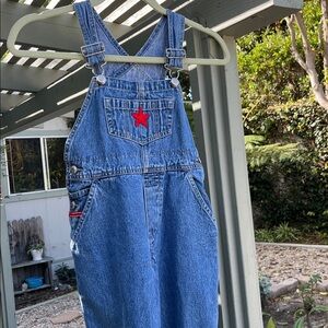 GAP KIDS DENIM OVERALLS Size XS  Age 3-4 SO CUTE  Red Embroidery